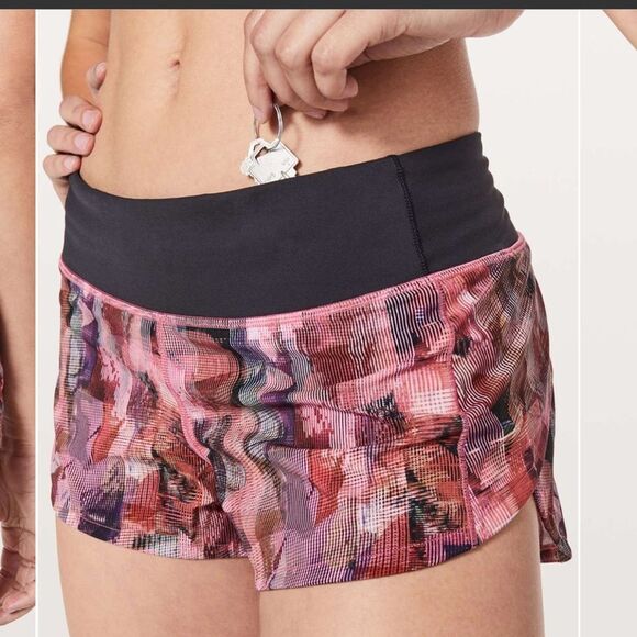 LULULEMON Speed Up Athletic Shorts Sun Dazed Multi Pink Print 8